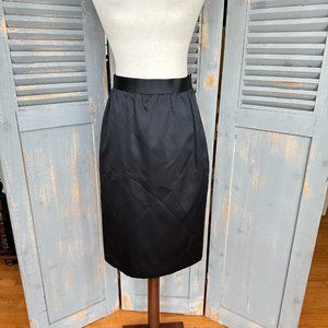 Yves Saint Laurent Rive Gauche Vintage Satin Pencil Skirt Black Sz 42